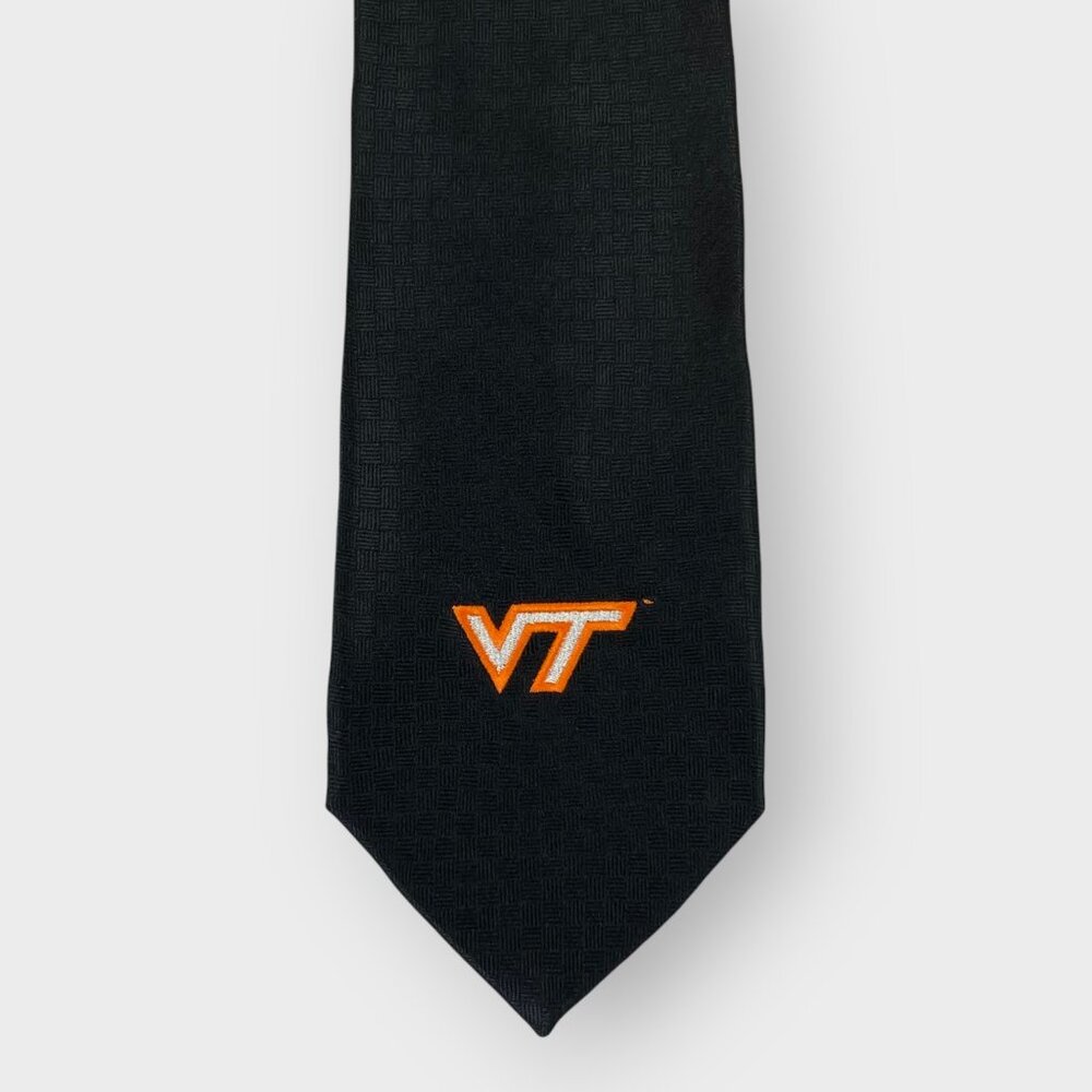 Virginia Tech Neck Tie | Black | Silk | 59.5 in | Merge Left | Preppy College